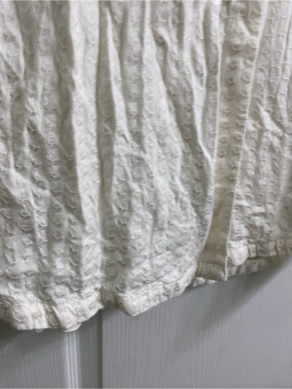 Anthropologie Maeve Sequn Textured Button Down Long Sleeve Lagenlook Cream Top L - Picture 7 of 15